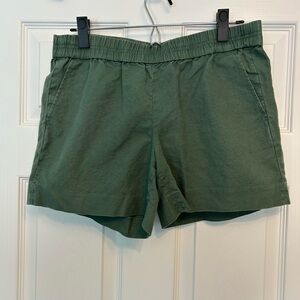 J. Crew Olive Green linen Elastic Waist Shorts